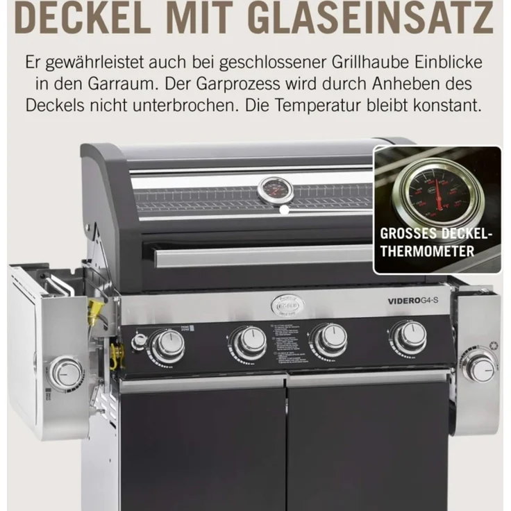 RÖSLE BBQ Gasgrill Videro G4-S Vario+ Schwarz mit Schutzhaube XL – Bild 3