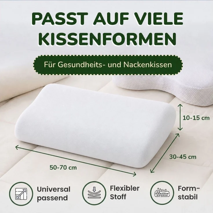leevitex® Kissenbezug für Gesundheitskissen & Nackenkissen, 30-45 x 50-70 x 10-15 cm, (2 Stück), Jersey-Stretch mit Rundumgummizug, 97% Baumwolle, 3% Elasthan – Bild 3