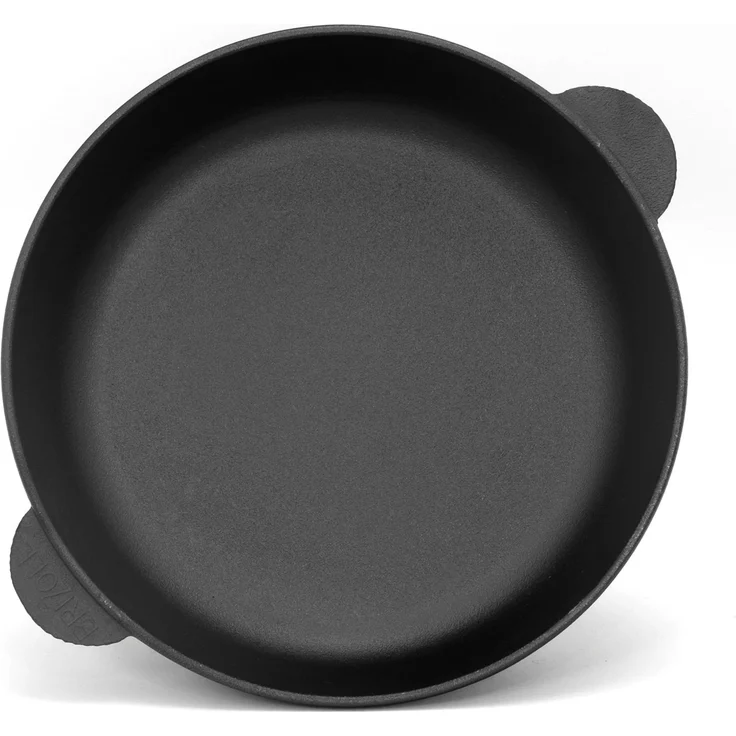 Ø28cm Gusseisenpfanne mit Aluminiumdeckel Bräter Schmortopf aus Gusseisen zwei Griffe Servierpfanne – Bild 2