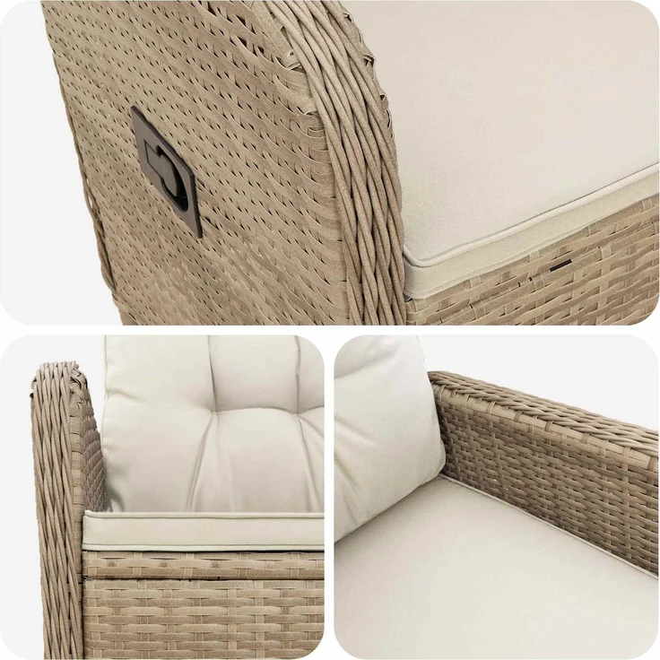vidaXL Verstellbarer Gartenstuhl Beige und Cremeweiß 42027155 – Bild 7