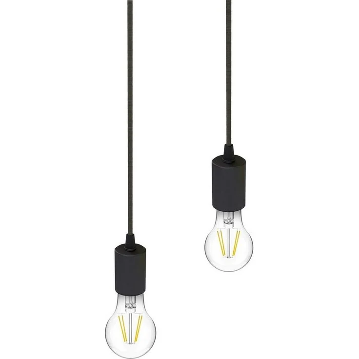 SSC-LUXon LED-Hängeleuchte PARU Hängeleuchte 2 flammig schwarz rund LED Glühbirnen E27 warmweiß, Warmweiß – Bild 1