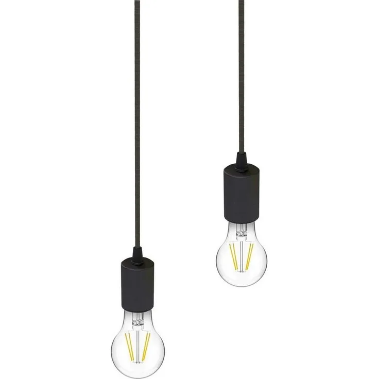 SSC-LUXon LED-Hängeleuchte PARU Hängeleuchte 2 flammig schwarz rund LED Glühbirnen E27 warmweiß, Warmweiß