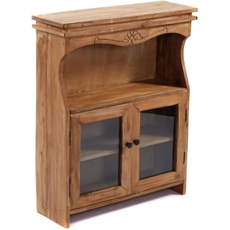 DESIGN DELIGHTS Wandregal WANDSCHRANK "RIBERA", mit Glastüren, 73 cm, Holz Wandregal
