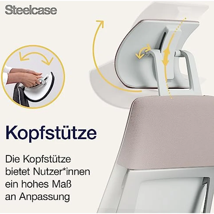 Steelcase Gesture Bürostuhl mit Bezug in Linse mit Kopfstütze, 66x62. 5x107 cm – Bild 9