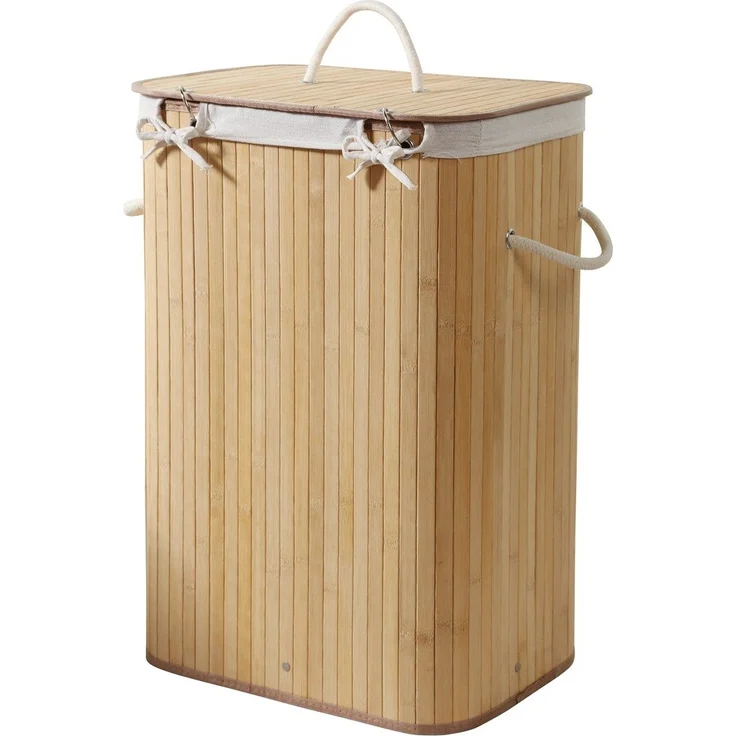 Calicosy Rechteckiger Wäschekorb aus Bambus 70L - H60 cm - Helles Holz – Bild 6