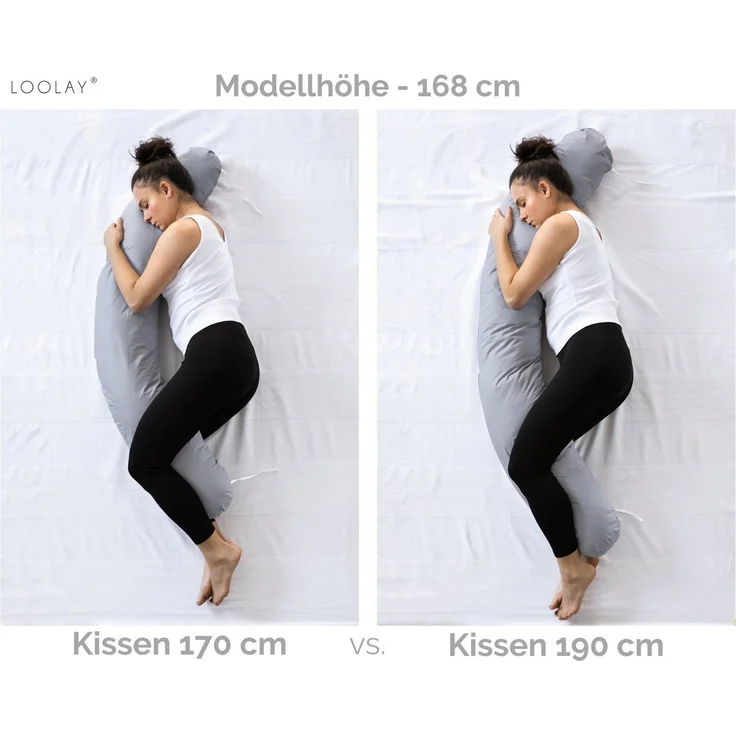 Loolay Seitenschläferkissen BEIGE Baumwolle/ MINKY Schwangerschaftskissen Stillkissen M/L o. L/XL, WEICH oder EPS Kügelchen Füllung, 170 oder 190 cm SIZE-Standard, Stillkissen + Kissenbezug abnehmbar mit Reißverschluss!, LOOLAY® 100% Europäische Stoffe... – Bild 3