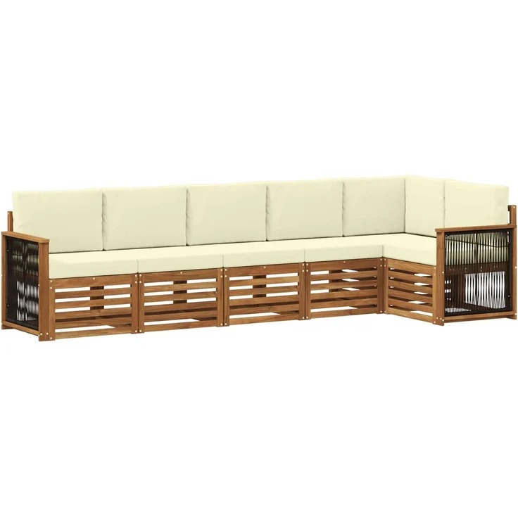 vidaXL Outdoor-Sofagarnitur 6 stk. 6-Sitzer Natur und Creme 3384411 – Bild 2