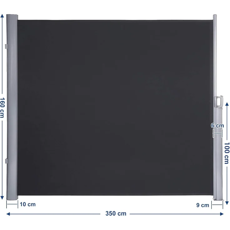 SONGMICS Alu-Seitenmarkise, ausziehbar, blickdicht, Anthrazit, 160x350 cm – Bild 5