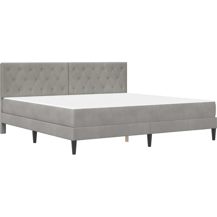 vidaXL Bettgestell mit Matratze Hellgrau 180x200 cm Samt 3415066 – Bild 3