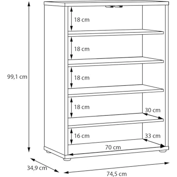 FORTE Schuhschrank Alice Springs, Schuhschrank, Platz für 15 Paar Schuhe, 2 Türen (B/H/T 74,5/99,1/34,9 cm) Stauraumschrank, Mehrzweckschrank, grifflose Front, Push to open – Bild 6