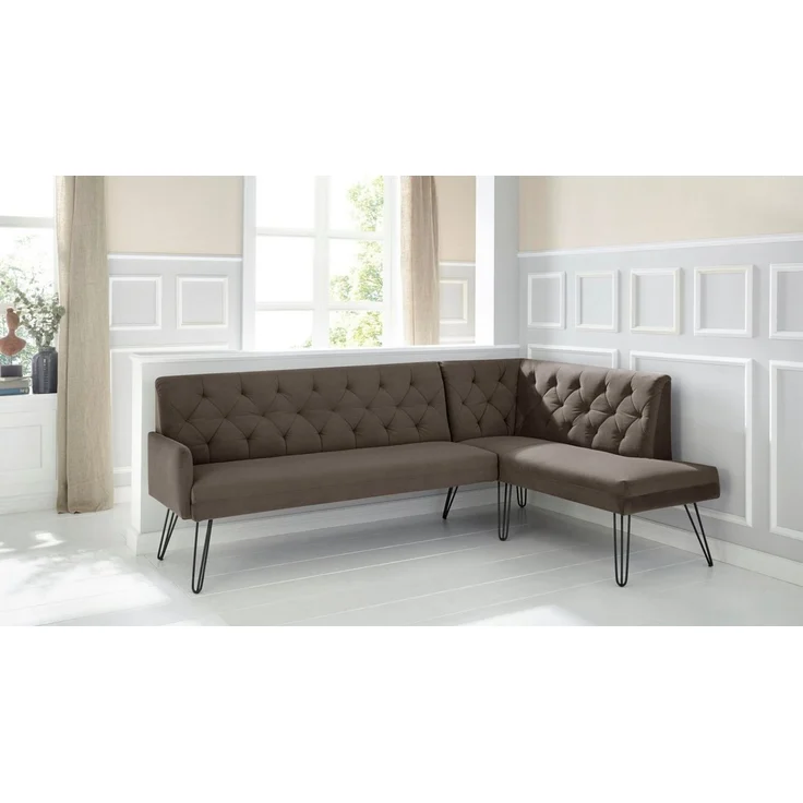 exxpo - sofa fashion Eckbank Doppio, Chesterfield Optik, komfortabel und bequem, hohe Designfüße, Frei im Raum stellbar – Bild 2