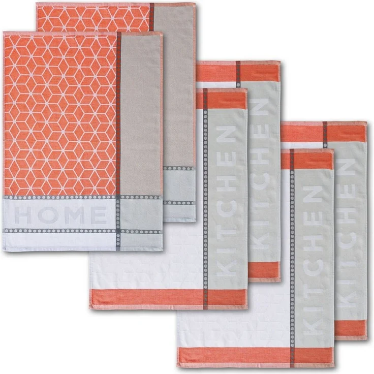 Dyckhoff Geschirrtuch HOME / KITCHEN, Maße je Tuch ca. 50x70 cm, (Set, 6-tlg), mit zwei verschiedenen Motiven – Bild 1