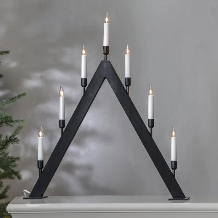 Lichterbogen ,Vind', 7-flammig, Holz, schwarz gebeizt – Bild 2