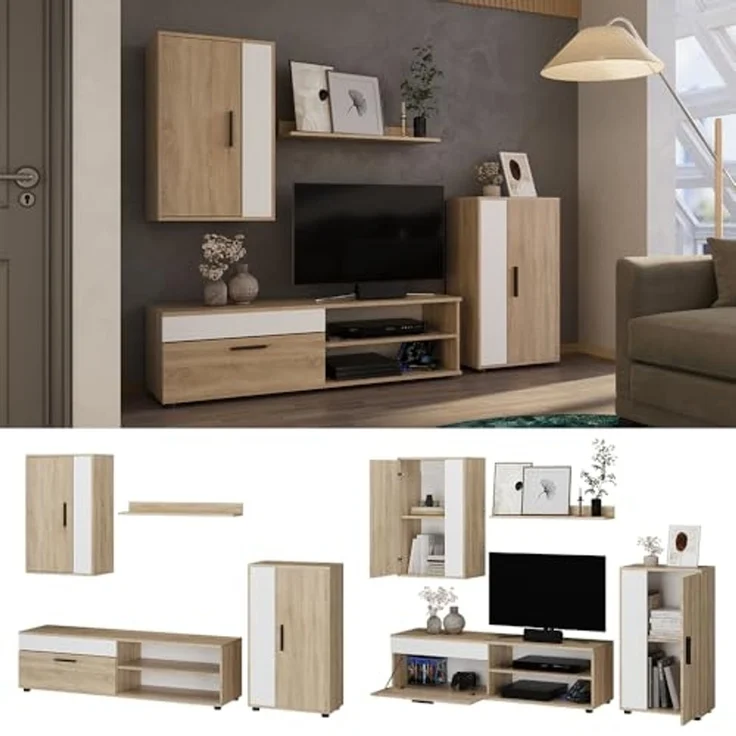 Wohnwand Berno Sonoma 4-teiliges Set Vicco – Bild 2