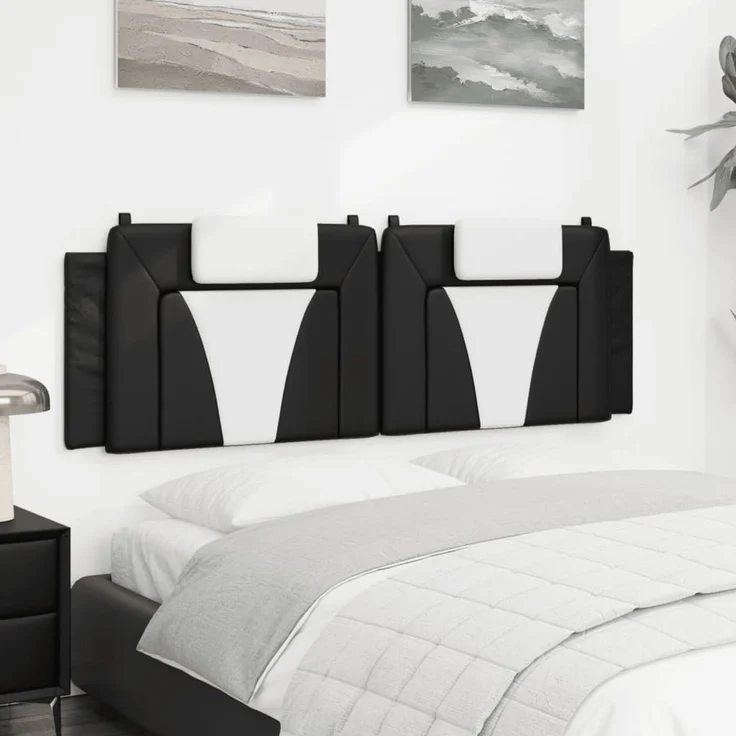 vidaXL Kopfteil-Kissen Schwarz und Weiß 160 cm Kunstleder 374802 – Bild 1