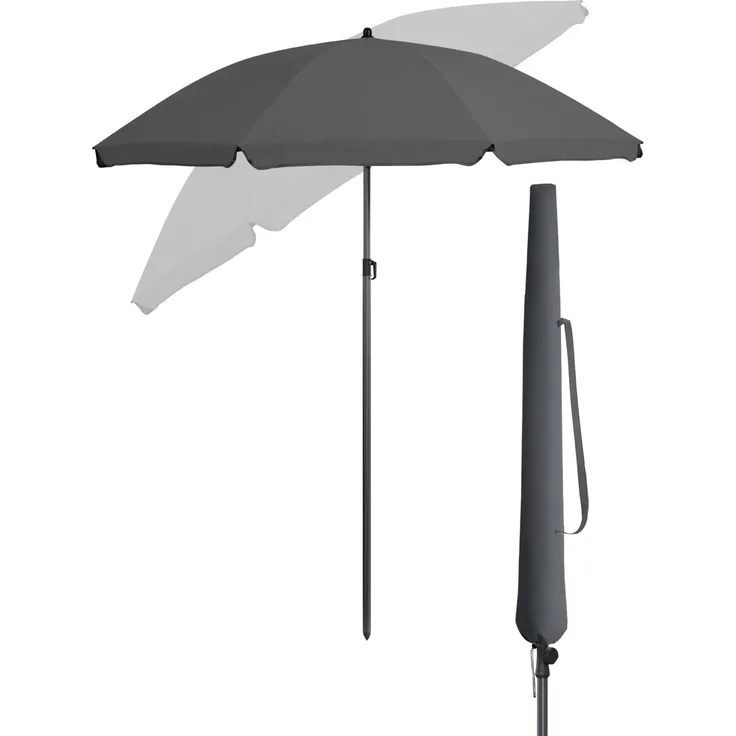 Menz Sonnenschirm Balkon 3-in-1 SET, Ø 180 cm, Anthrazit