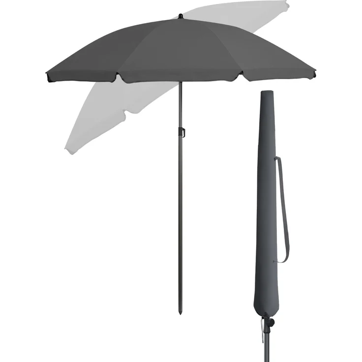 Menz Sonnenschirm Balkon 3-in-1 SET, Ø 180 cm, Anthrazit