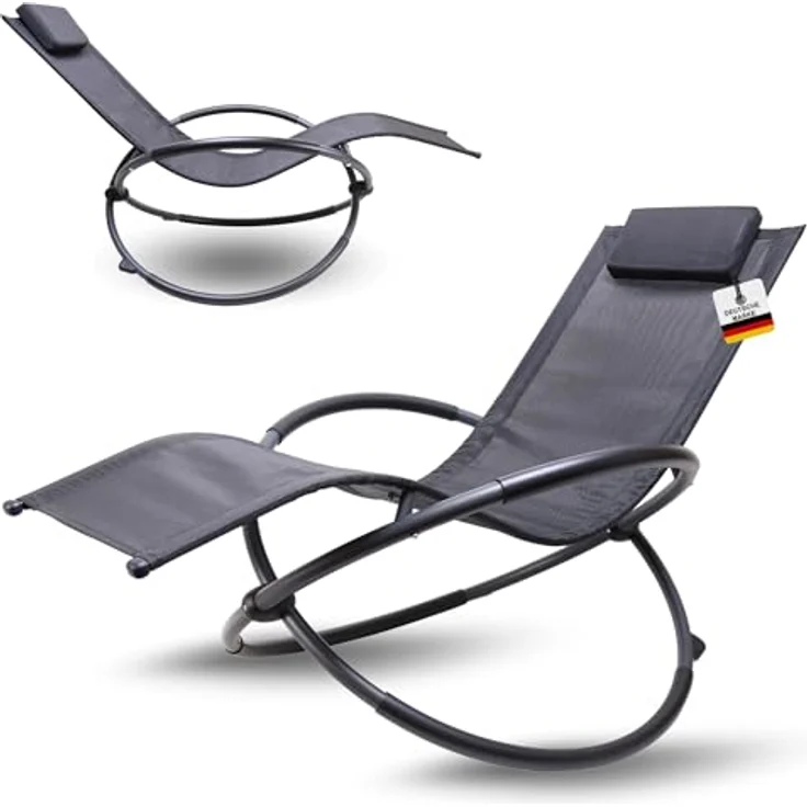 Albatros Premium Gartenliege X-FORM, Schwungliege mit Kopfkissen, wetterfest und ergonomisch, belastbar bis 160 kg, modernes Design – Bild 1