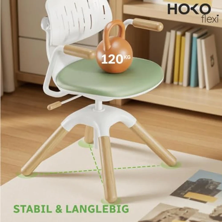 HOKO Kinderstuhl Höhenverstellbarer, mitwachsender Kinder Stuhl (Ergo Study Kid Kinder Schreibtisch Stuhl, Sitz und Rücken separat verstellbar. Ergonomisches Sitzen für Kinder, 1 St) – Bild 5