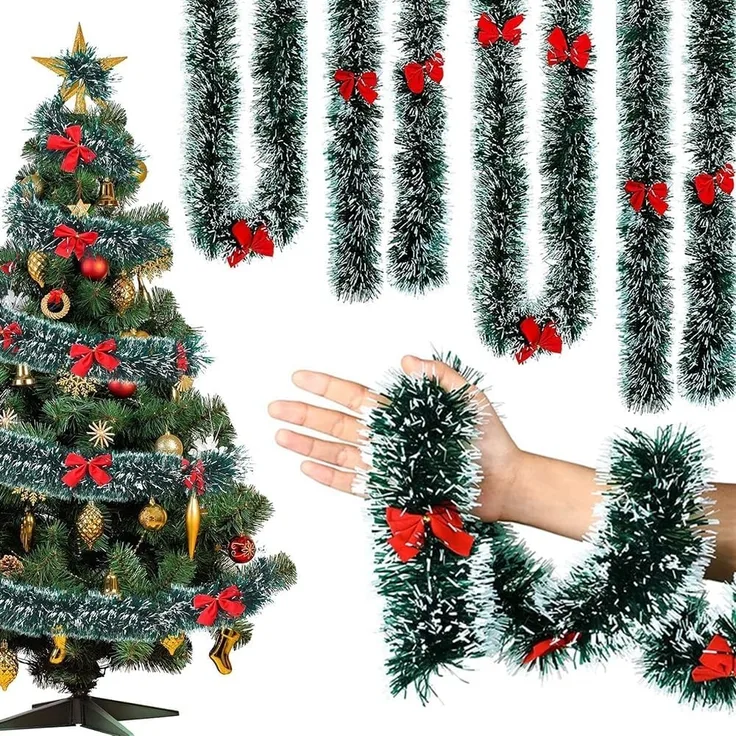 4 m Weihnachtsdekoration, Baumform, hängend, Rosa, Innen & Außen, 2m pro Teil