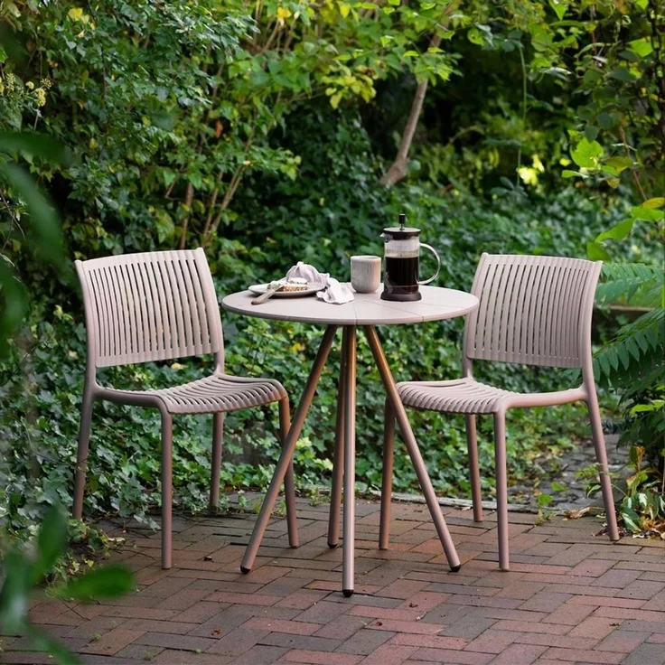 Bistro-Tisch FULHAM taupe Outdoortisch 70cm Balkonmöbel Terrasse Garten – Bild 2