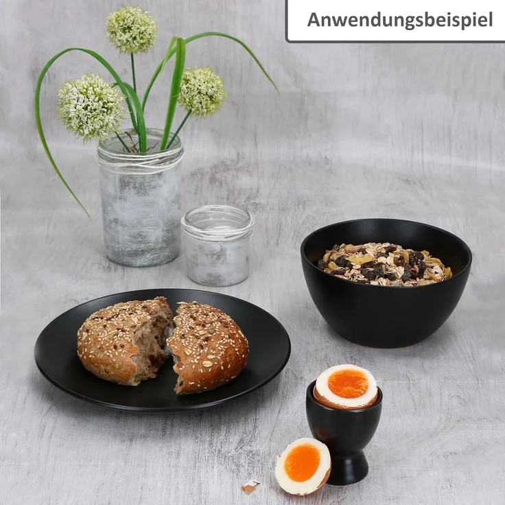 MamboCat Eierbecher 8x Nero Eierbecher schwarz Steingut Frühstück Brunch Buffet – Bild 4