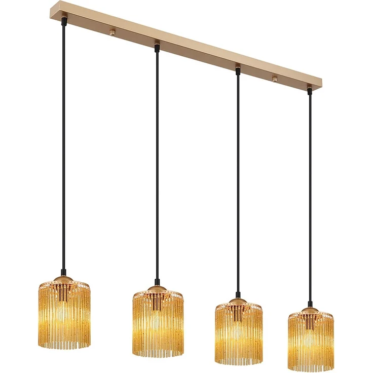 Hängeleuchte, gold, Acrylstäbe amber, L 87 cm – Bild 1