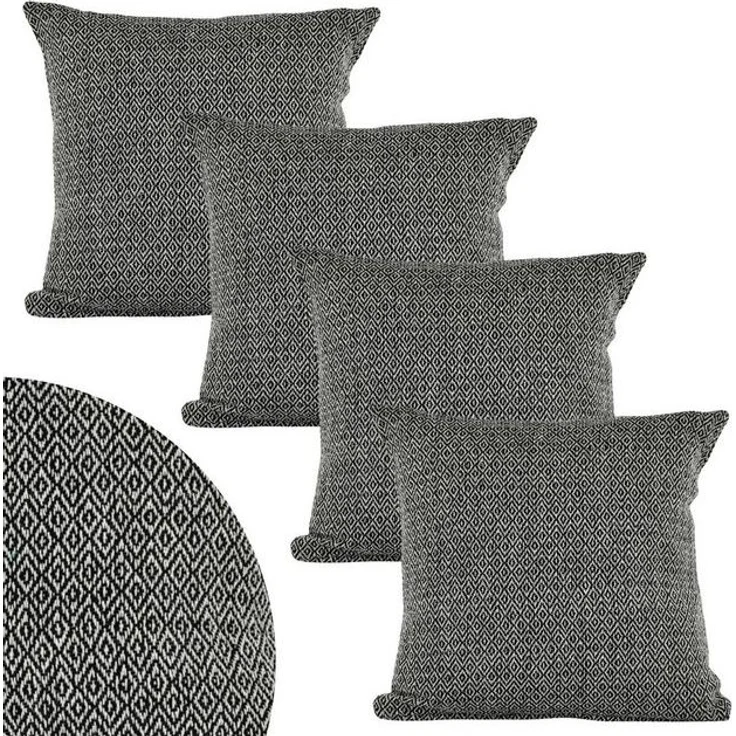 Marrakesch Orient & Mediterran Interior Zierkissen 4er Set Kissenbezüge Calix Anthrazit 40cm Baumwolle, Boho Handarbeit, (4 St) – Bild 4