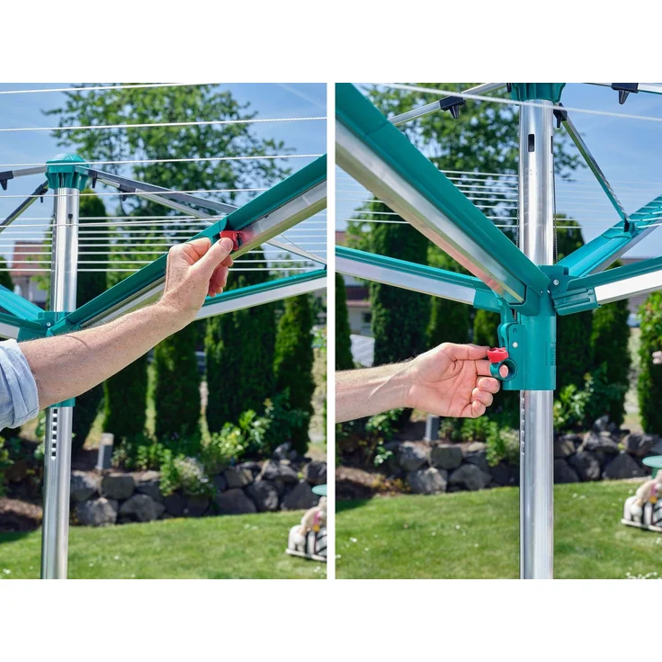 Leifheit 'Linomatic 500 Deluxe' Wäscheschirm, Easy-Lift-System, 50 m Leinenlänge, Aluminium,Kunststoff,Kunstfaser Silber/Grün, 231,9 x 231,9 x 174 cm cm – Bild 5