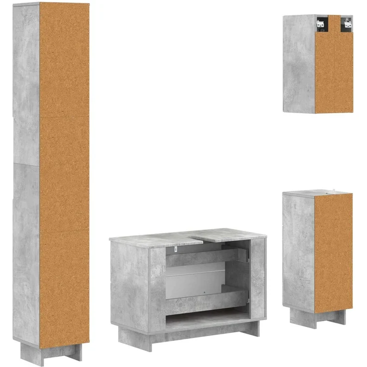 vidaXL 4-teiliges Badezimmer-Schrank-Set EDE Betongrau Holzwerkstoff 3417903 – Bild 7