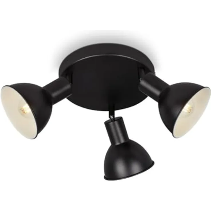BRILONER Leuchten – Retro Deckenlampe, 3-flammige Retro Deckenleuchte, Deckenspot E14, Verstellbar, Schwarz-Weiß, 190 x 140 mm, 2674-035, Schwarz/Weiß
