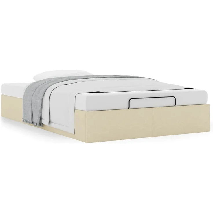 vidaXL Ottoman-Bett ohne Matratze Creme 120x190 cm Stoff 3310866 – Bild 3
