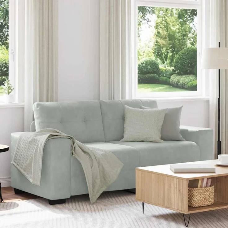 vidaXL Zweisitzer-Sofa Hellgrau 180x77x82 cm Samt 4105122 – Bild 1