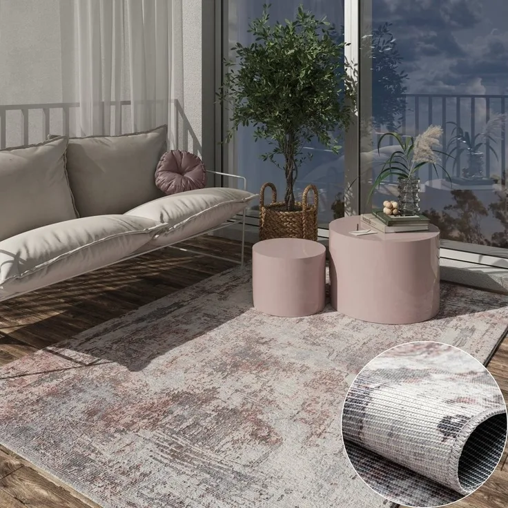 Wohnando Teppich MY-RUG Ishaan, Waschbarer Teppich 180x120cm, rechteckig, Höhe: 3 mm, modernes Design, waschbar bis 30°C, In- und Outdoor geeignet
