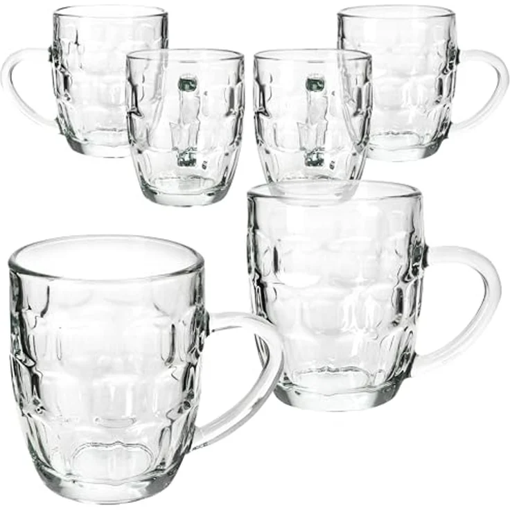 MamboCat Bierglas MamboCat 6er Set Dijon Bierkrug Glas mit Henkel & Relief 0,2L Party, Glas – Bild 2