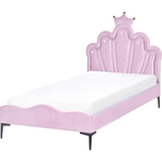 Kinderbett Krone Samtstoff RUBIAN 90x200 cm mit LED-Beleuchtung Violett