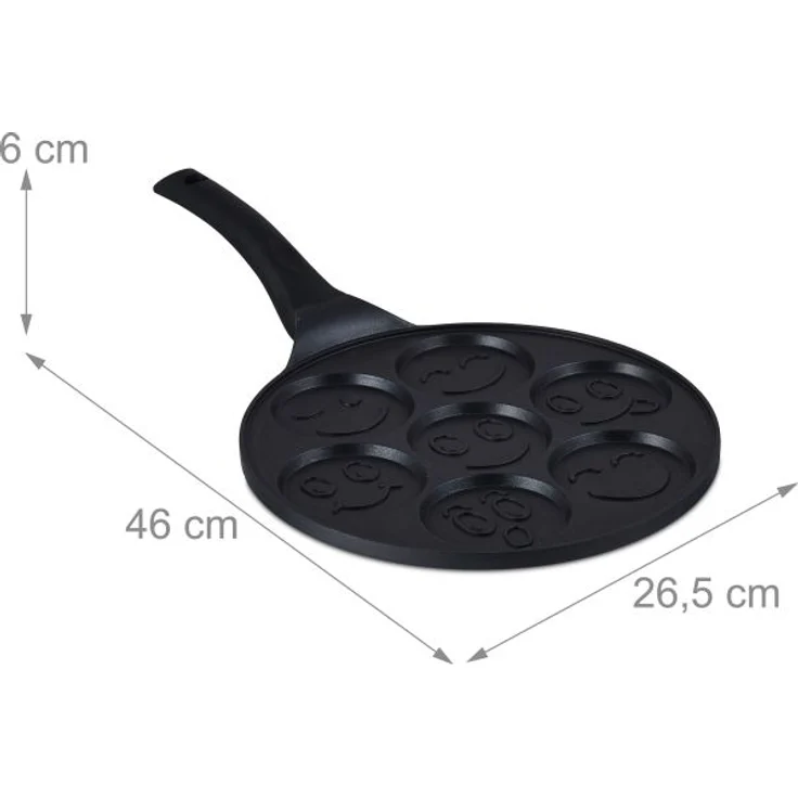 Relaxdays Pancake Pfanne mit Gesichtern, Aluminium schwarz, je Ø 8 cm – Bild 4