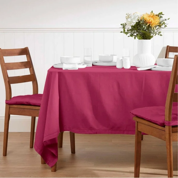 Homescapes Tischdecke Tischdecke weinrot – 137 x 137 cm, 100% Baumwolle (1-tlg) – Bild 1