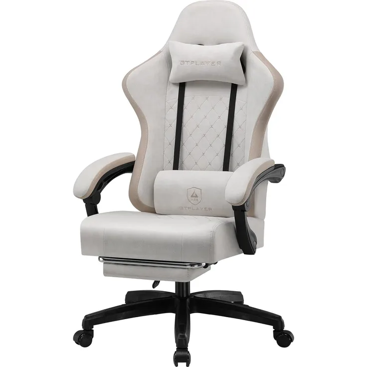 GTPLAYER Gaming-Stuhl Ergonomischer Gaming Sessel Schreibtischstuhl mit Stoffoberfläche (Pacekung), Federsitzkissen mit Fußstütze