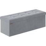 Songmics Sitzhocker mit Stauraum, klappbare Sitzbank, 38 x 110 x 38 cm Fußbank, Aufbewahrungsbox, bis 300 kg belastbar, für Wohnzimmer Schlafzimmer Flur, Taubengrau LSF277G02