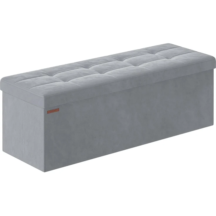 Songmics Sitzhocker mit Stauraum, klappbare Sitzbank, 38 x 110 x 38 cm Fußbank, Aufbewahrungsbox, bis 300 kg belastbar, für Wohnzimmer Schlafzimmer Flur, Taubengrau LSF277G02 – Bild 1