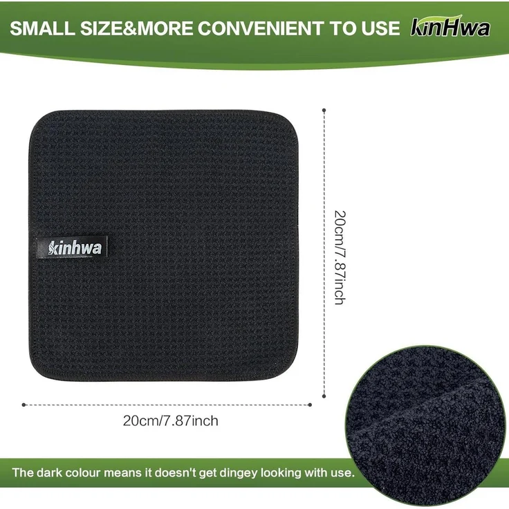 Schwarze Mikrofaser Spültücher 20x20cm 6 Stück - Waschbar & fusselfrei – Bild 2