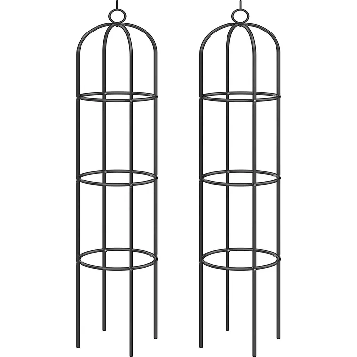 2x Set Rosensäule Rosenbogen, 200 x 40 x 40 cm, pulverbeschichtetes Metall