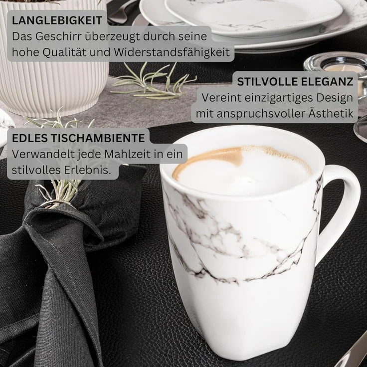 SÄNGER Kaffeebecher Set Bilgola Marmor 6 teilig – Bild 5