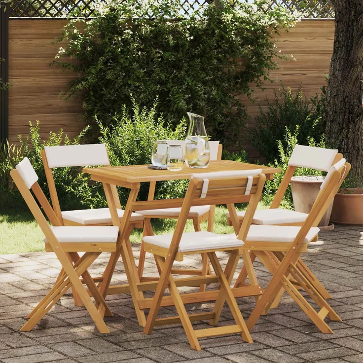 vidaXL Außen Bistro-Stühle 6 stk. Natur und Cremeweiß 3416287 – Bild 1