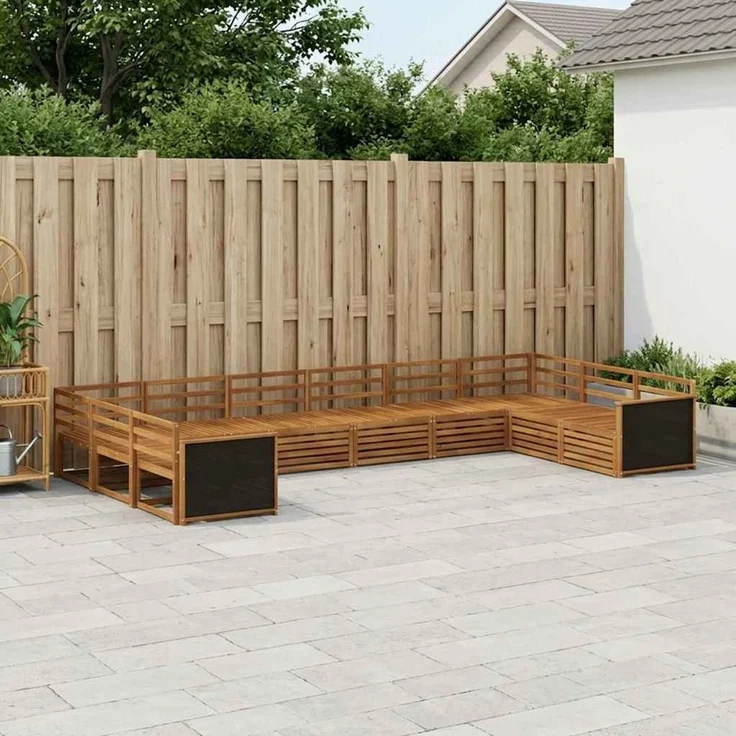 vidaXL Outdoor-Sofagarnitur 10 stk. 10-Sitzer Natur Massivholz Akazie 3383882 – Bild 1