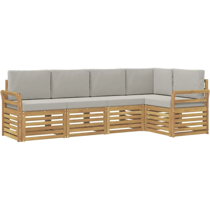 vidaXL Outdoor-Sofagarnitur 5 stk. 5-Sitzer Weiß und Hellgrau 3391836 – Bild 2