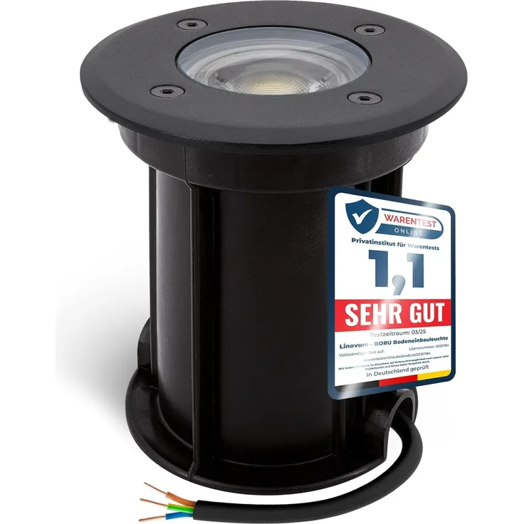 linovum LED Gartenstrahler BORU Bodeneinbaustrahler IP67 mit LED GU10 Lampe 2W warmweiss - Spot, Warmweiß