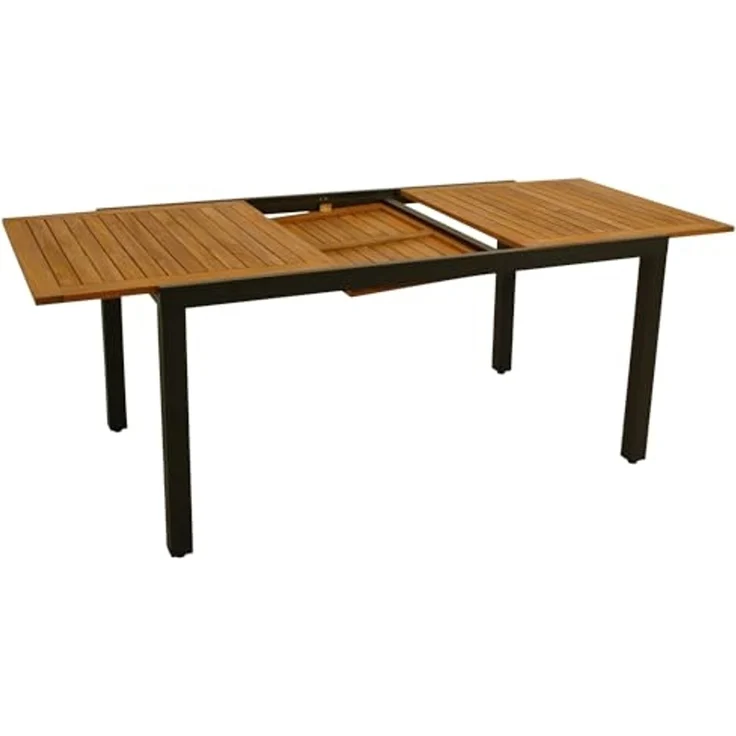 DEGAMO MILOS Garten-Ausziehtisch, Alu + Akazie, anthrazit/braun, 150/200x90cm – Bild 5