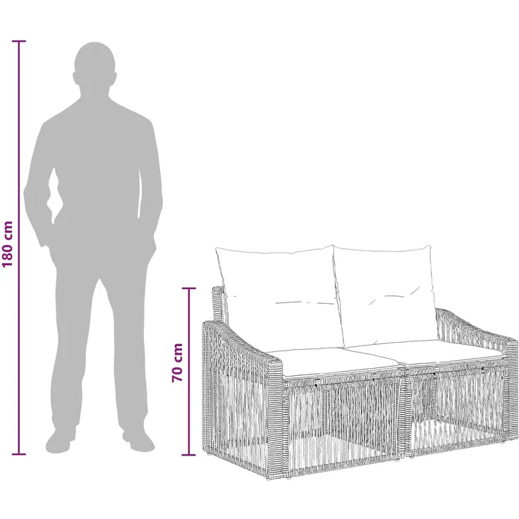vidaXL Gartensofa-set 9 pcs Beige Poly-Rattan 3436110 – Bild 10